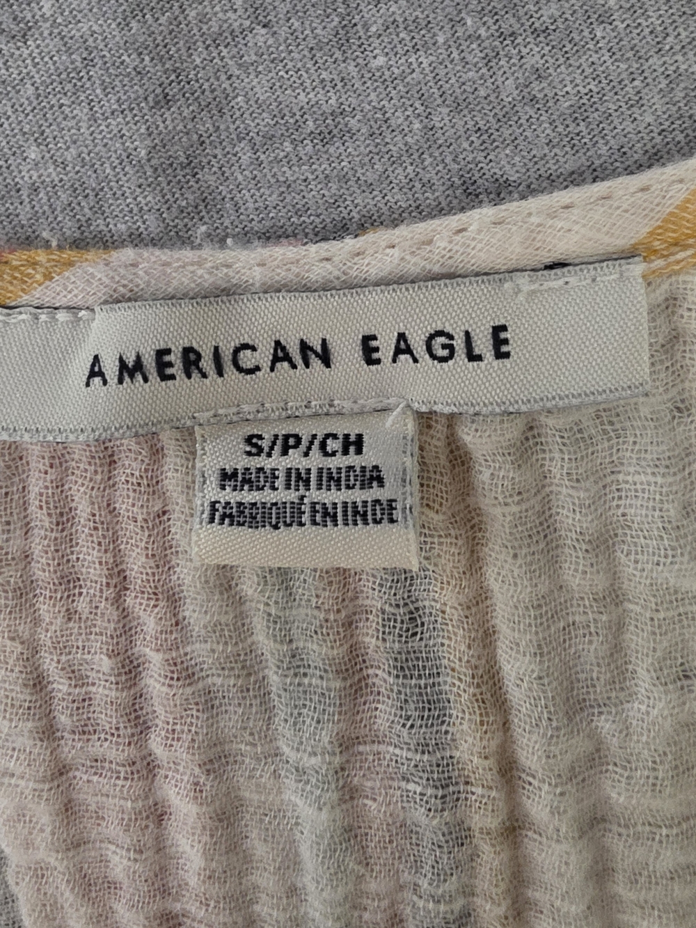 American Eagle Striped Button-Front Flutter Sleeve Top - Multi Pink Size PS - Picture 2 of 7